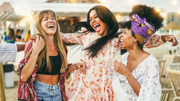 Ladies having fun at a festival