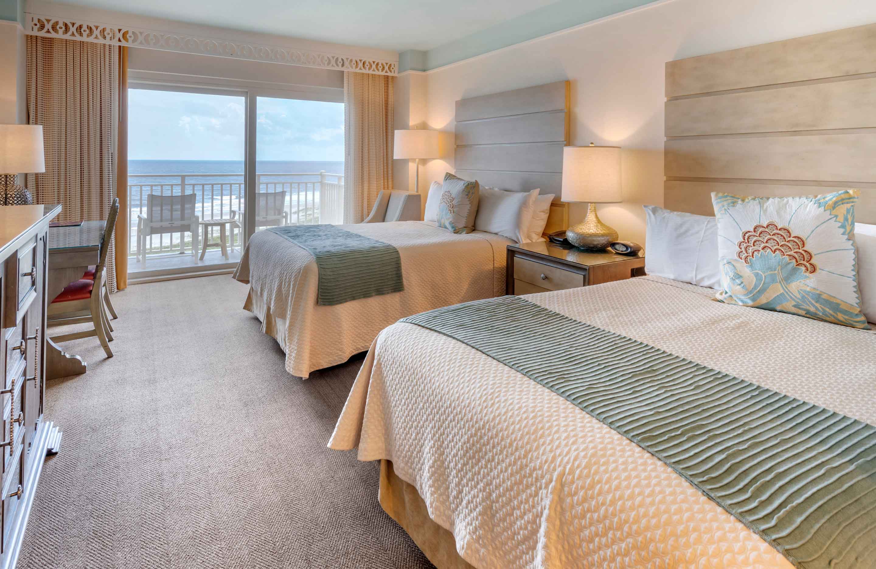 Accessible queen room with slider and patio.