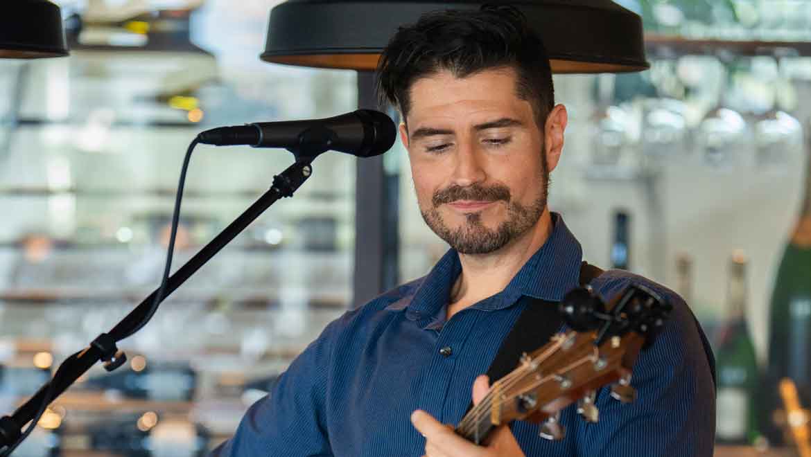 Man playing the guitar.