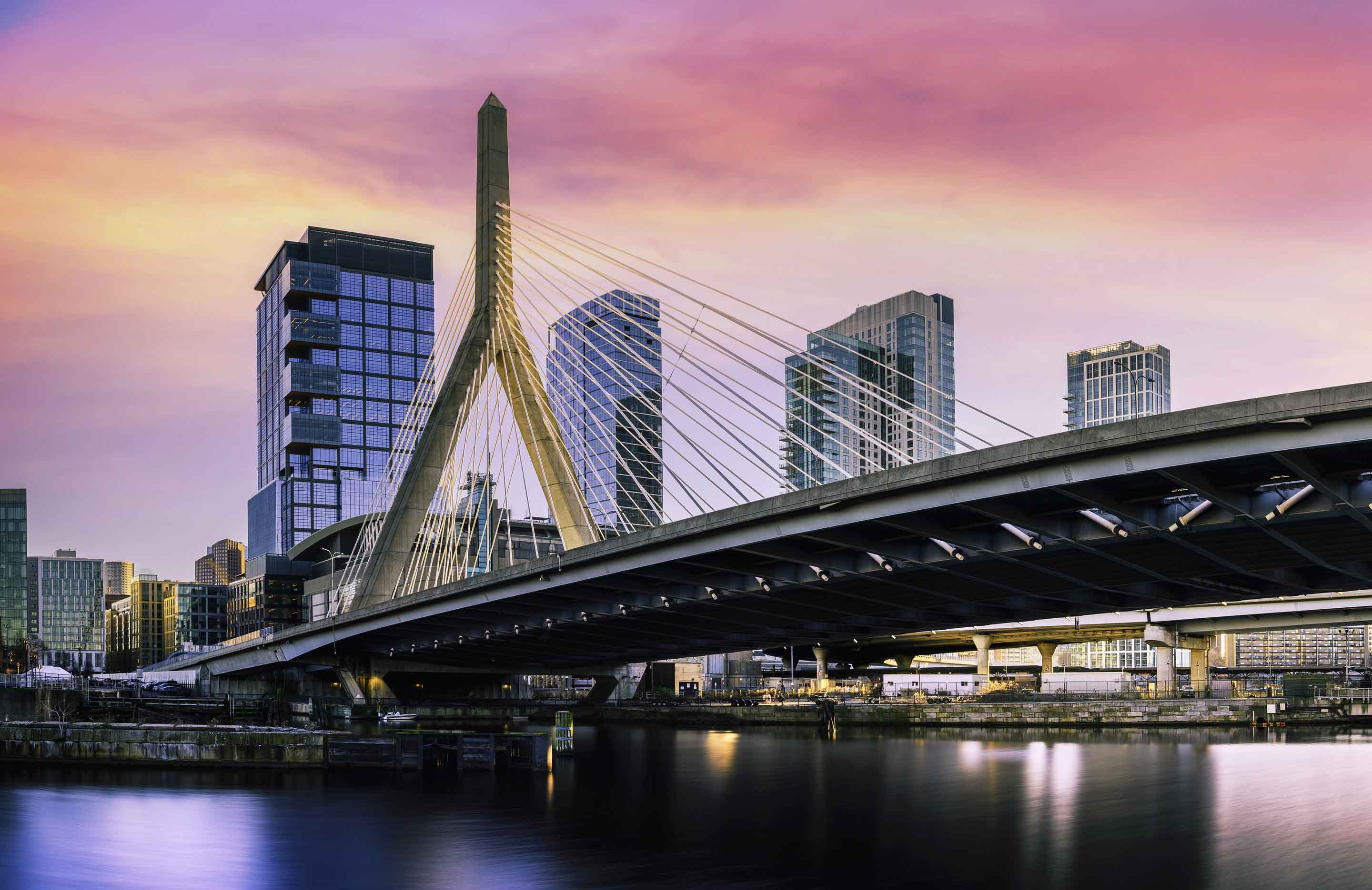 View of bridge and city skyline