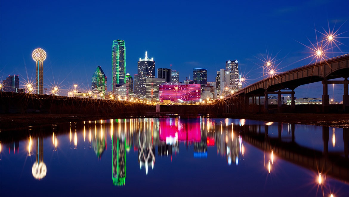 Dallas skyline at night