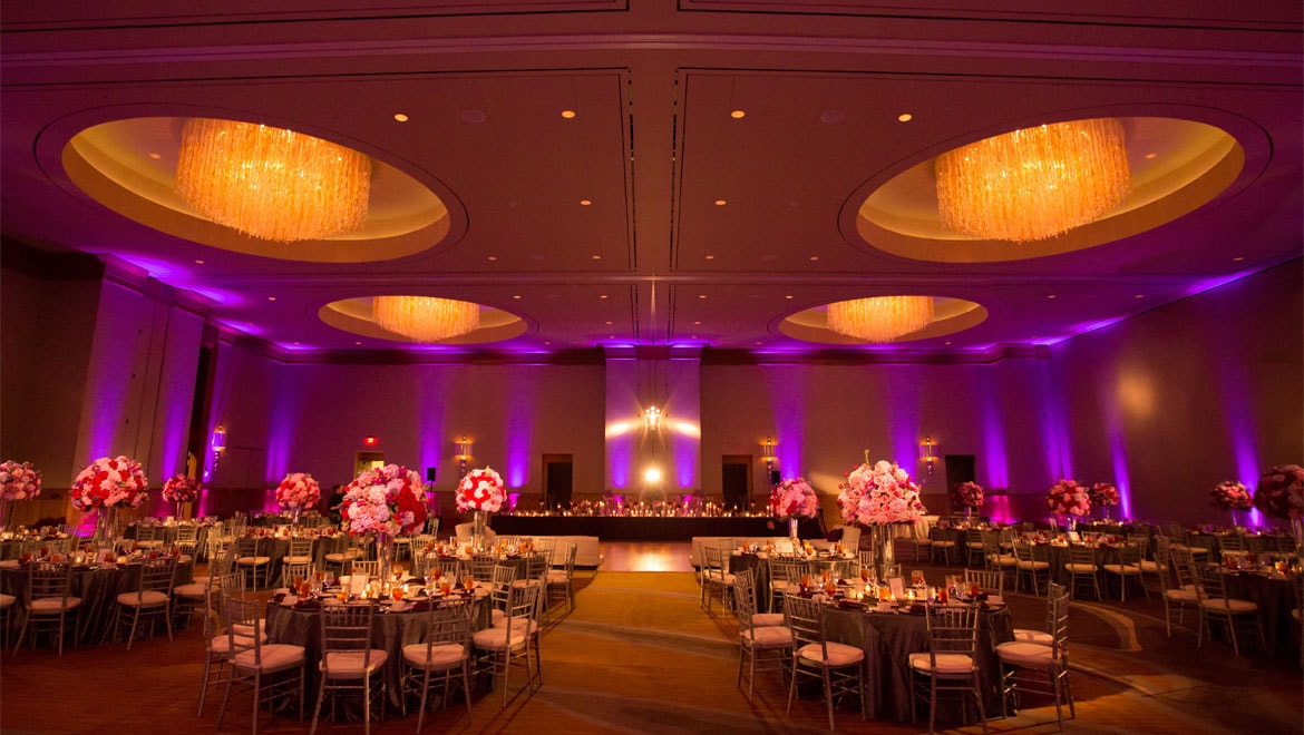 Wedding reception in ballroom
