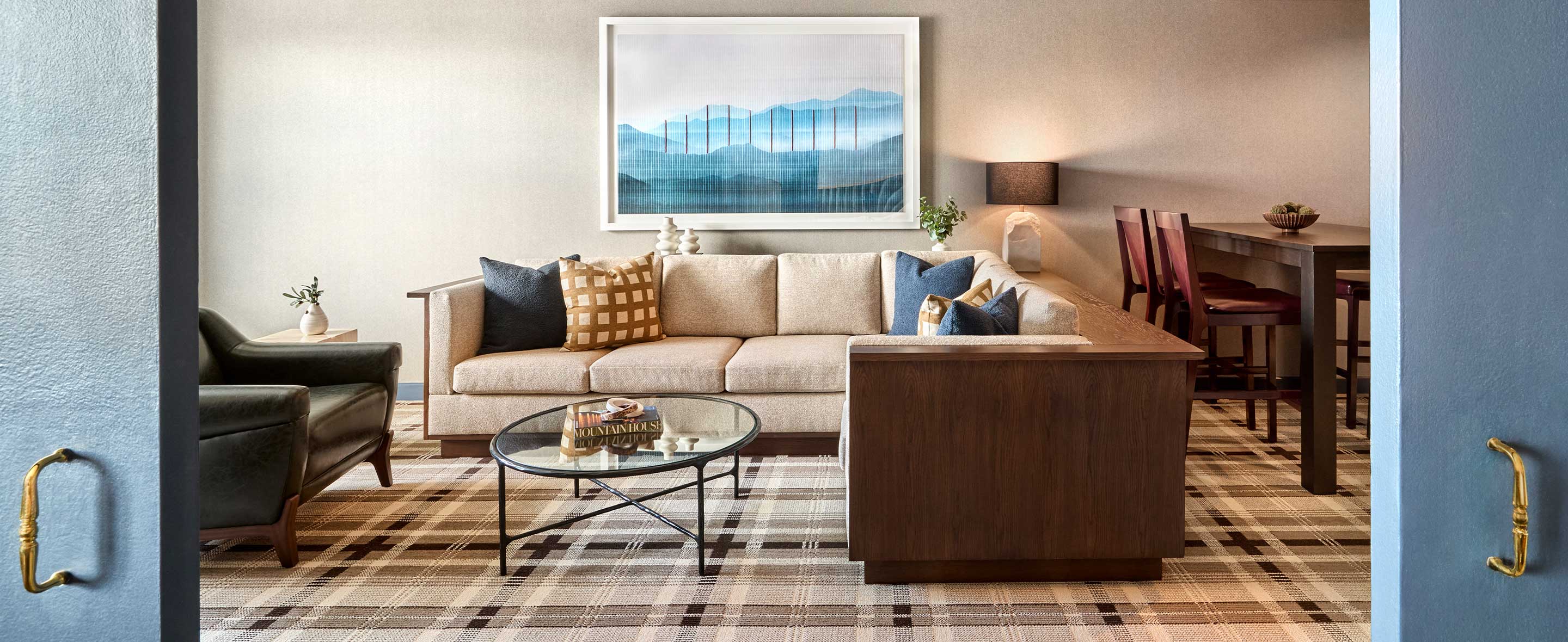 Living room area of hotel suite