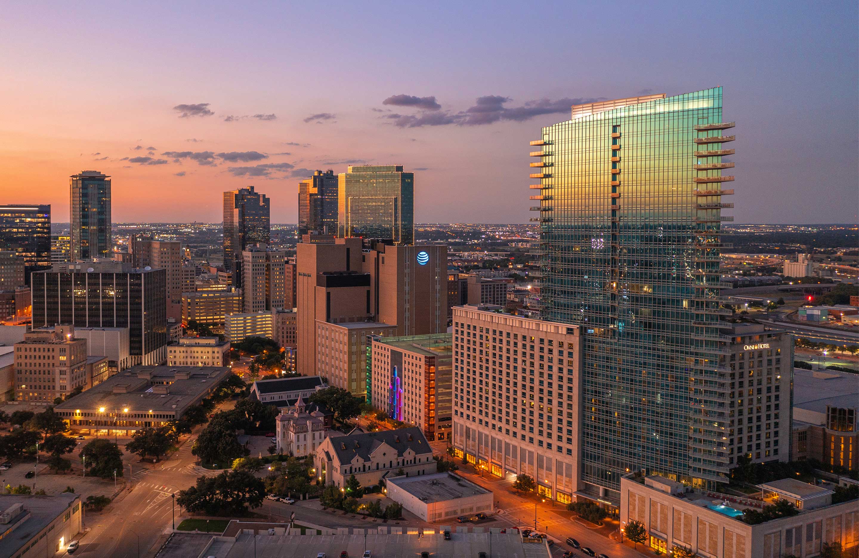 Aerial view of downtown skyline
