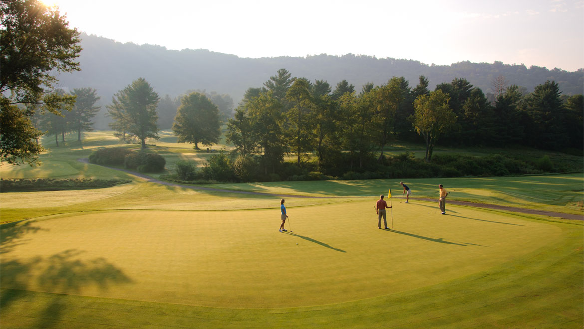 Group playing   golf course 