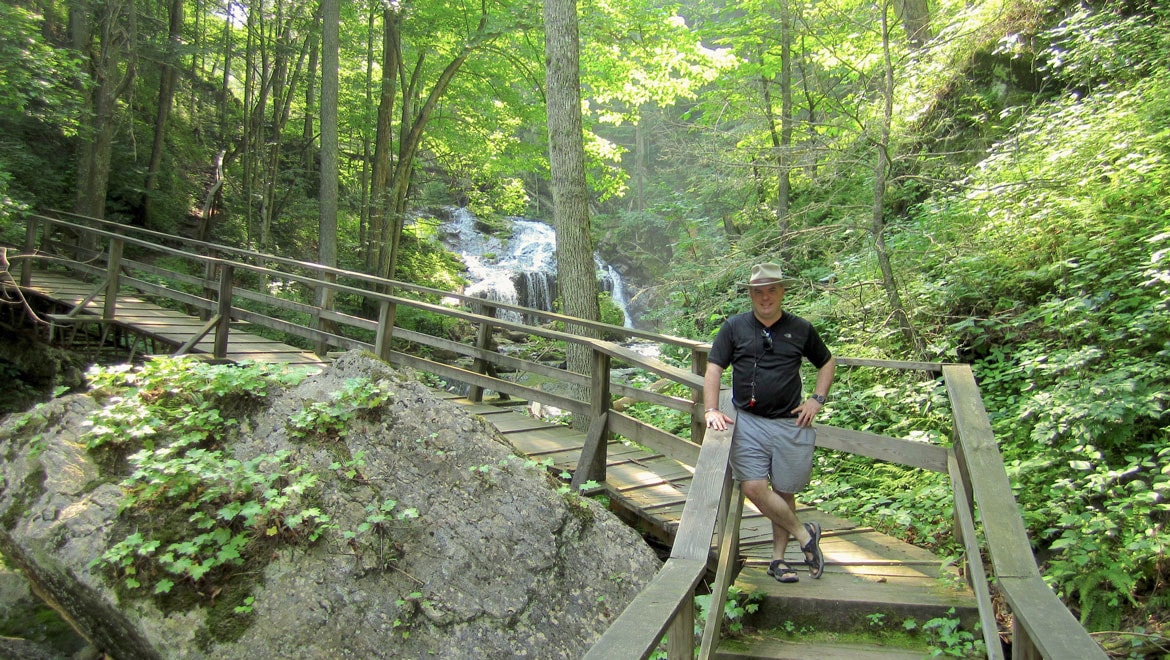 Man on hiking trail