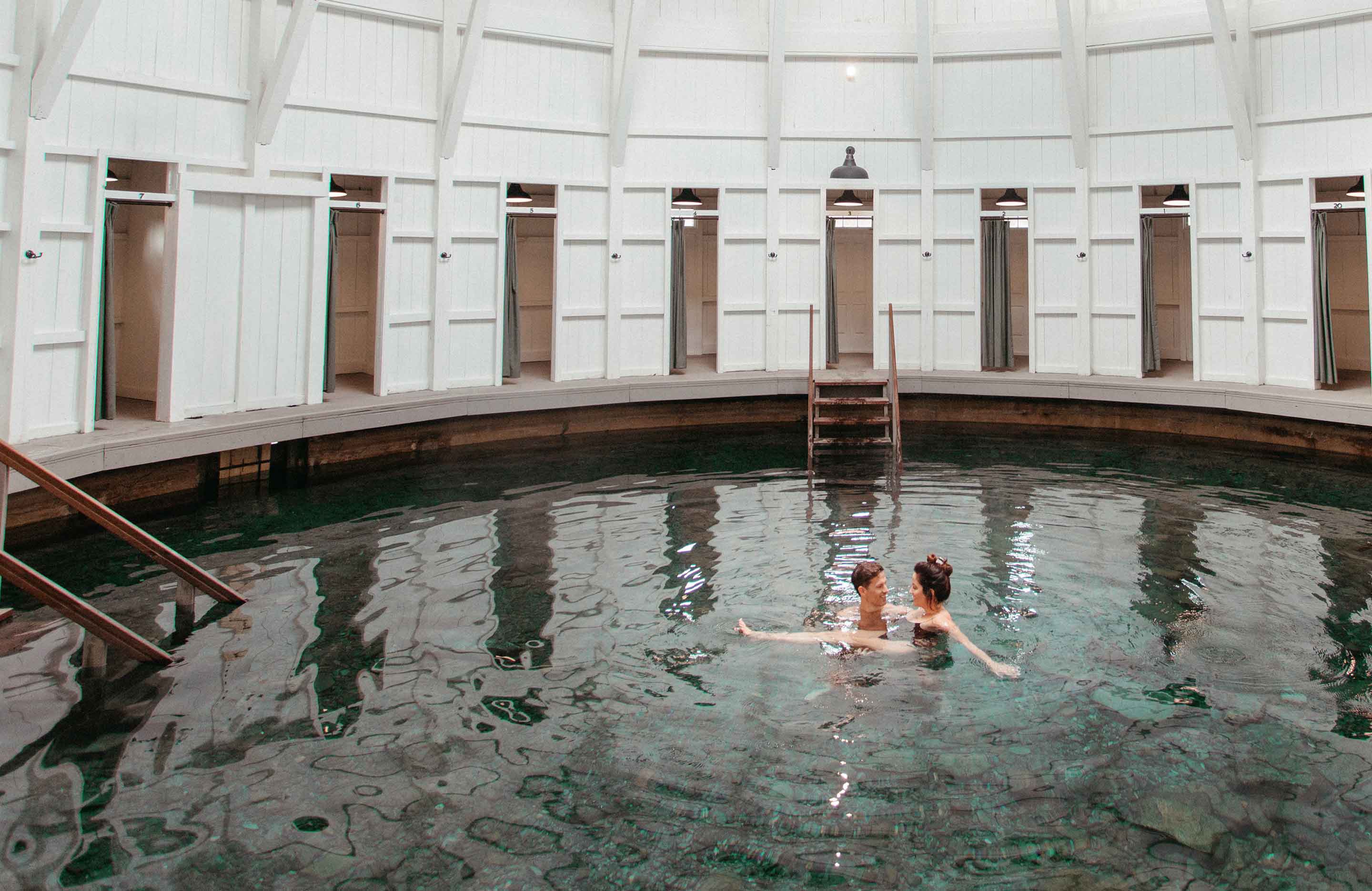 Couple in Allegheny hot springs pool.