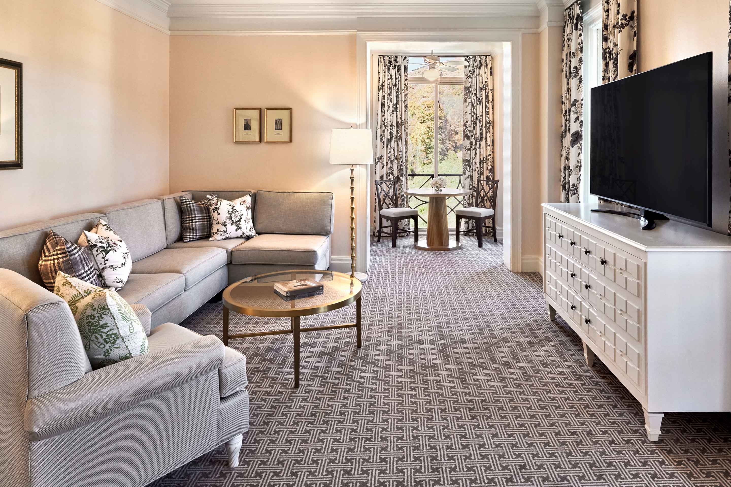 Parlor sitting area in suite.