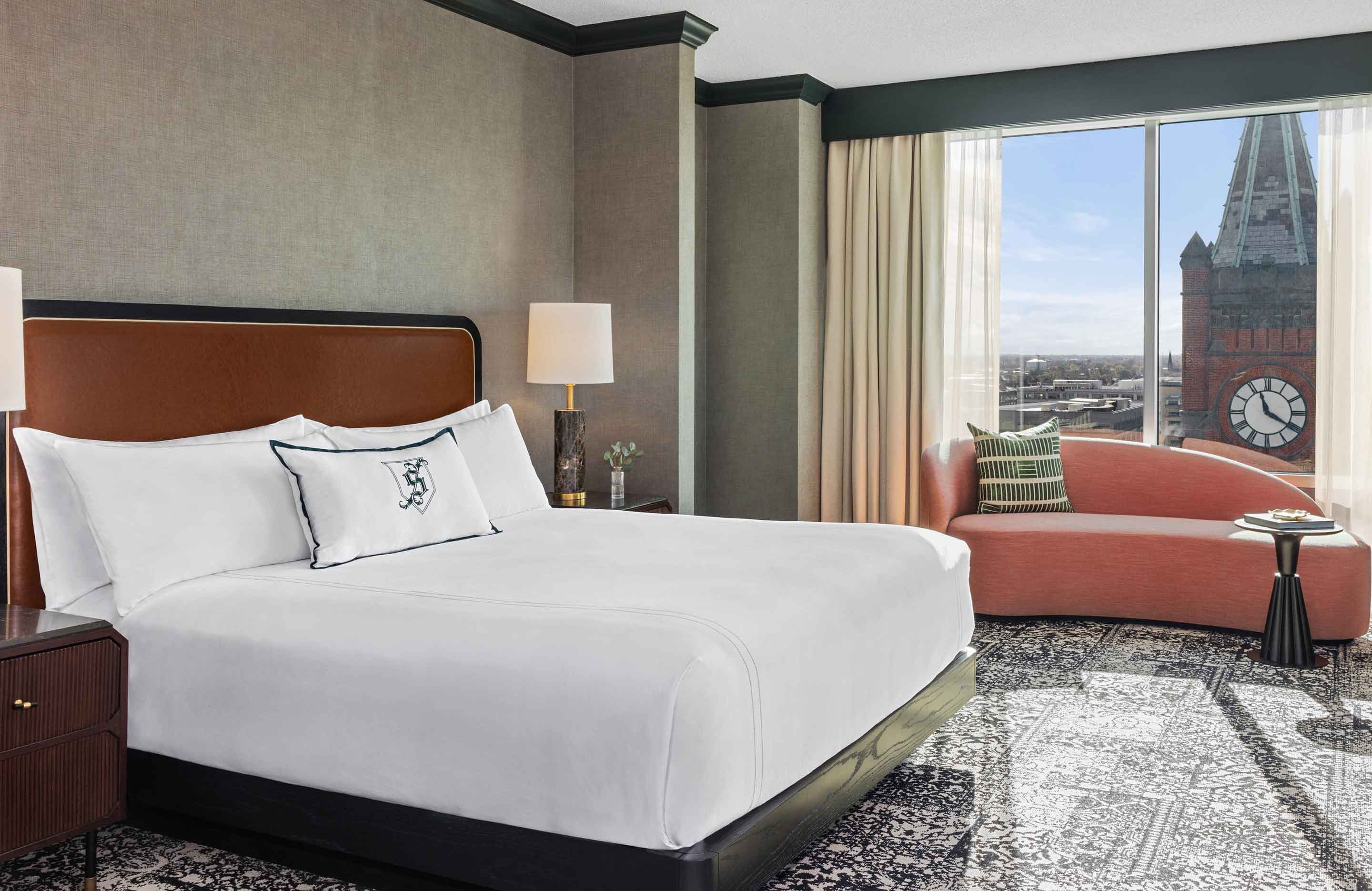 Suite with sitting area and view.