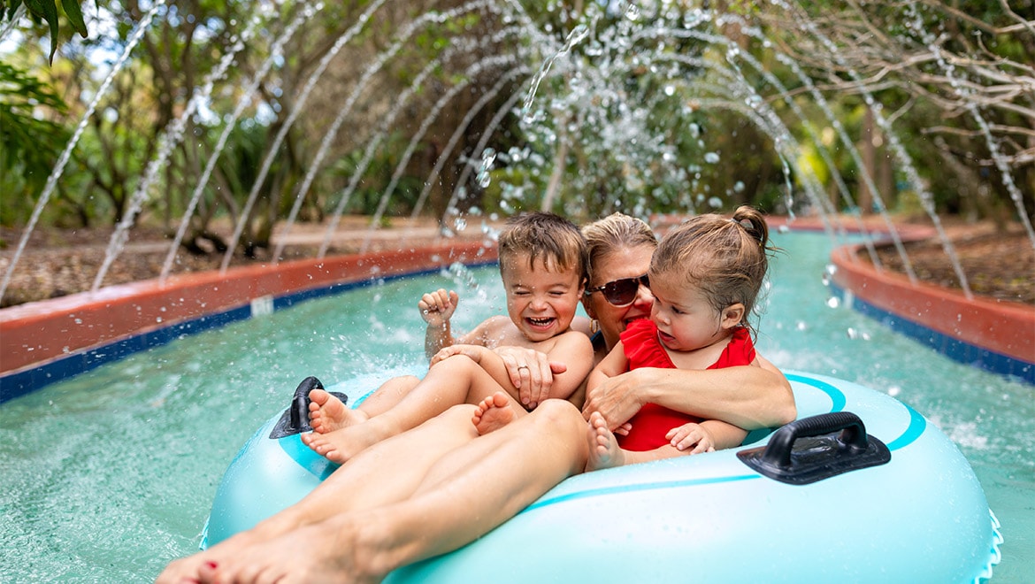 Family in pool