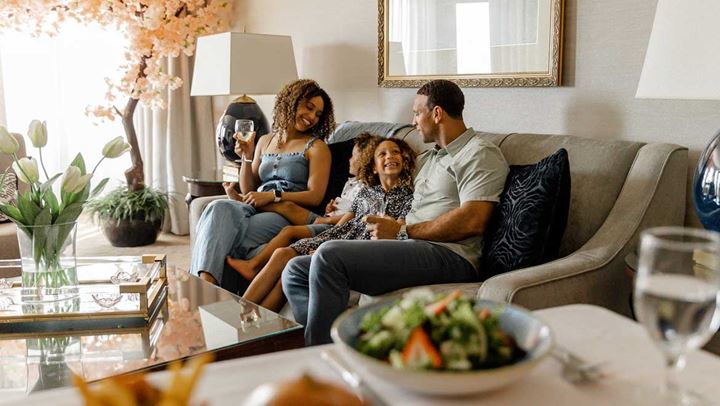 Family sitting on the couch