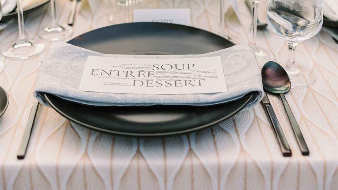Place setting at reception.