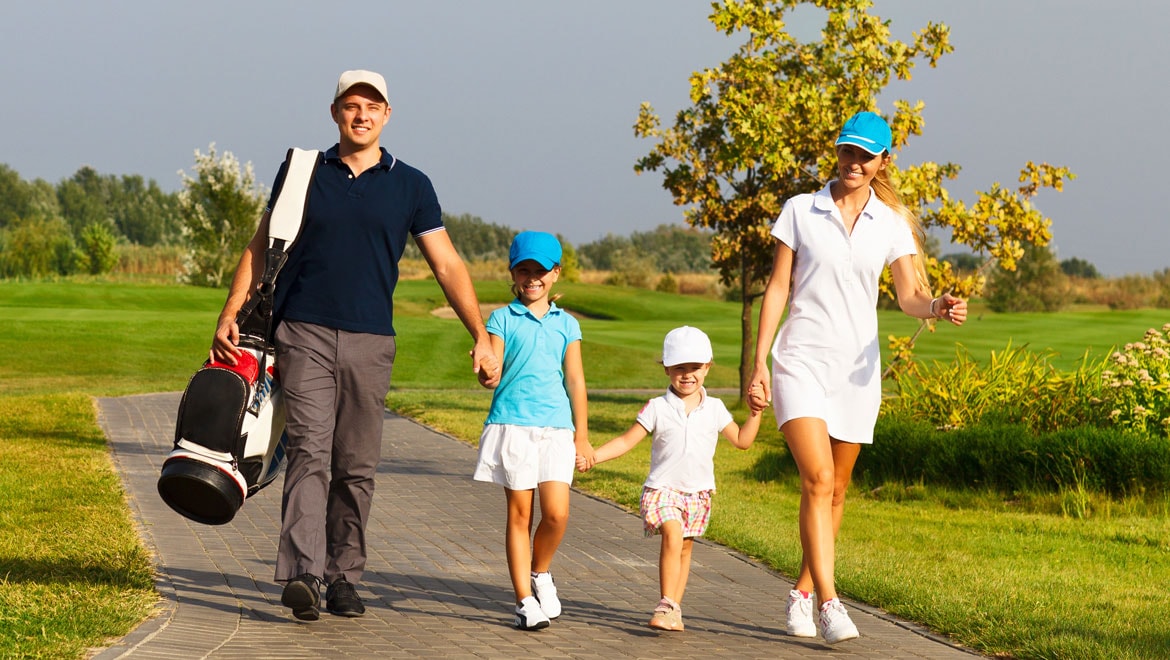 Family golfing