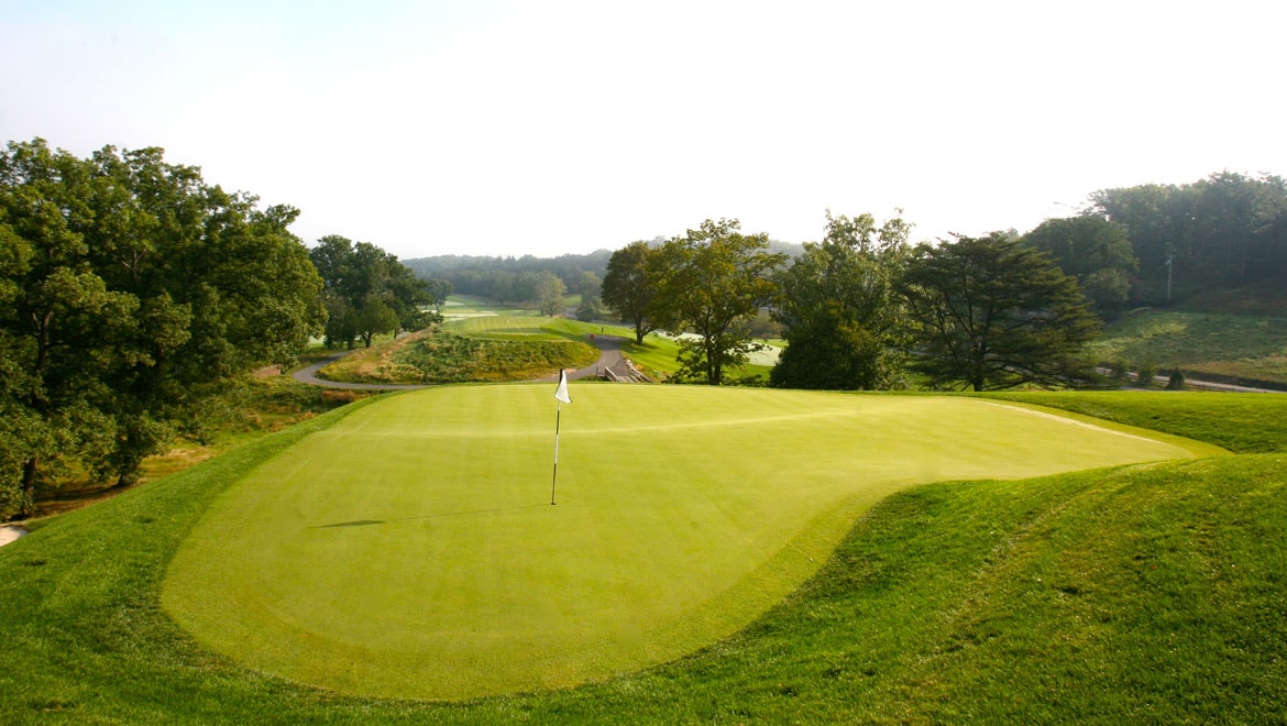 Golf course hole at Bedford Springs Resort course 