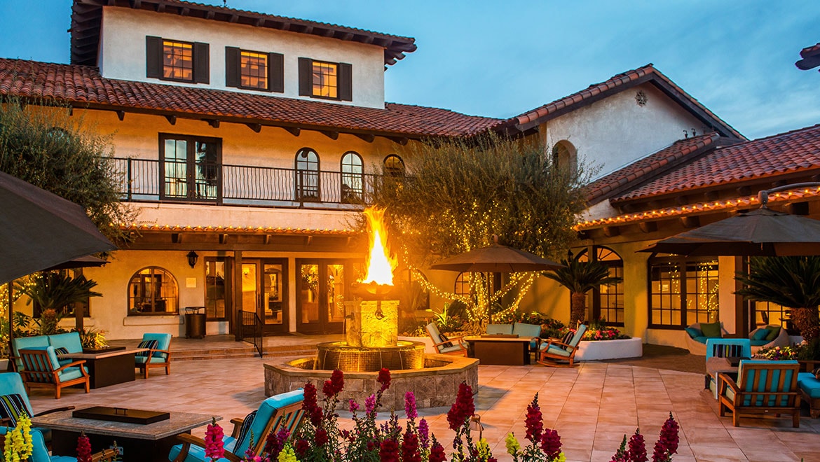 fire pit in resort plaza