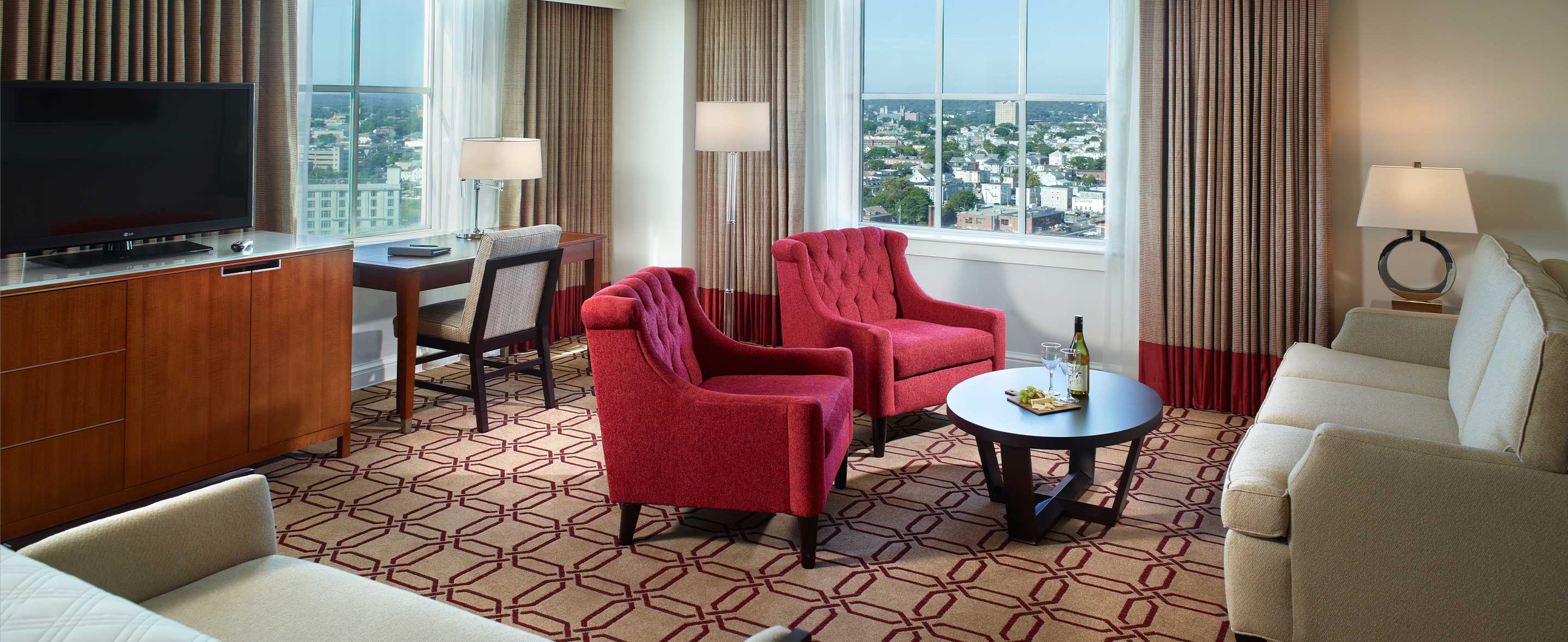 Hotel suite living room area