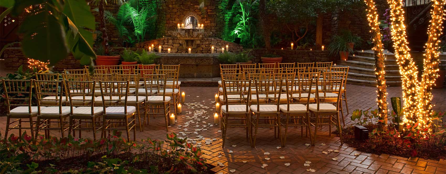 Courtyard wedding at night