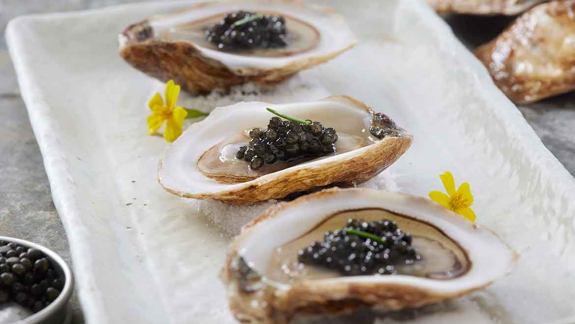 Caviar on oyster shells