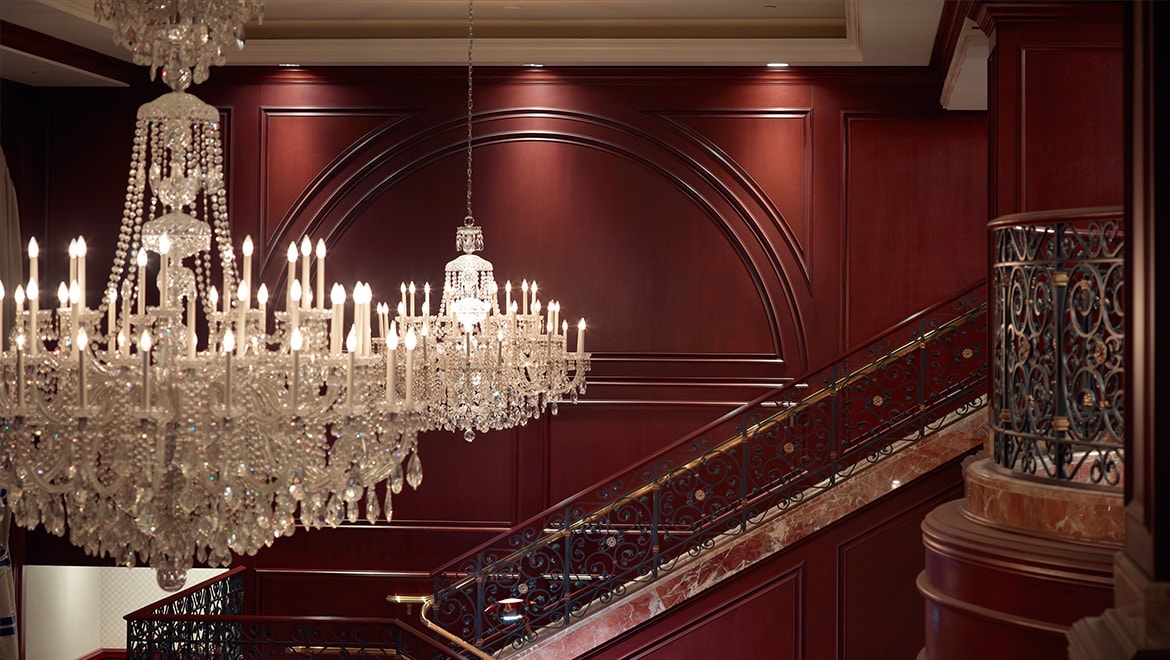 Lobby Chandelier Stairs